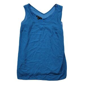 INC‎ International Concepts Sheer-Trim Tank Womens 0X Plus T-Shirt Blue NEW